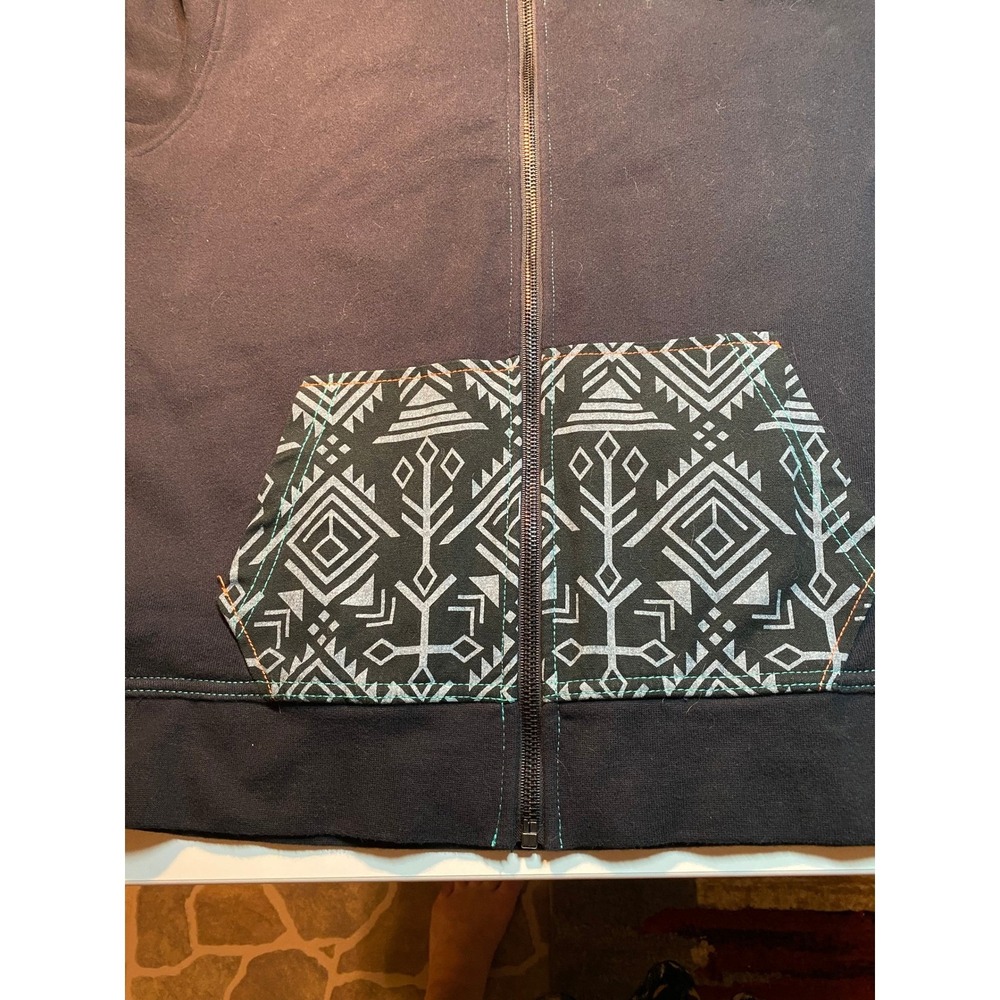 Cruel Girl Southwest Aztec Print Full Zip Hoodie Black Teal Orange Women Small - Picture 11 of 16